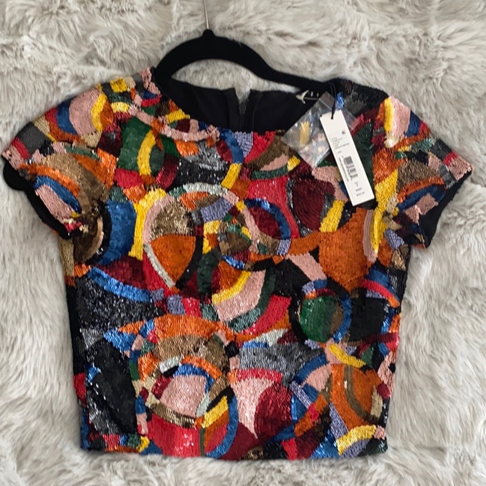 Alice & Olivia embellished crop top